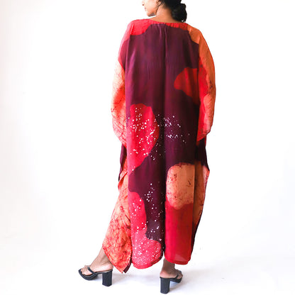 Crimson Orchid Batik Kaftan