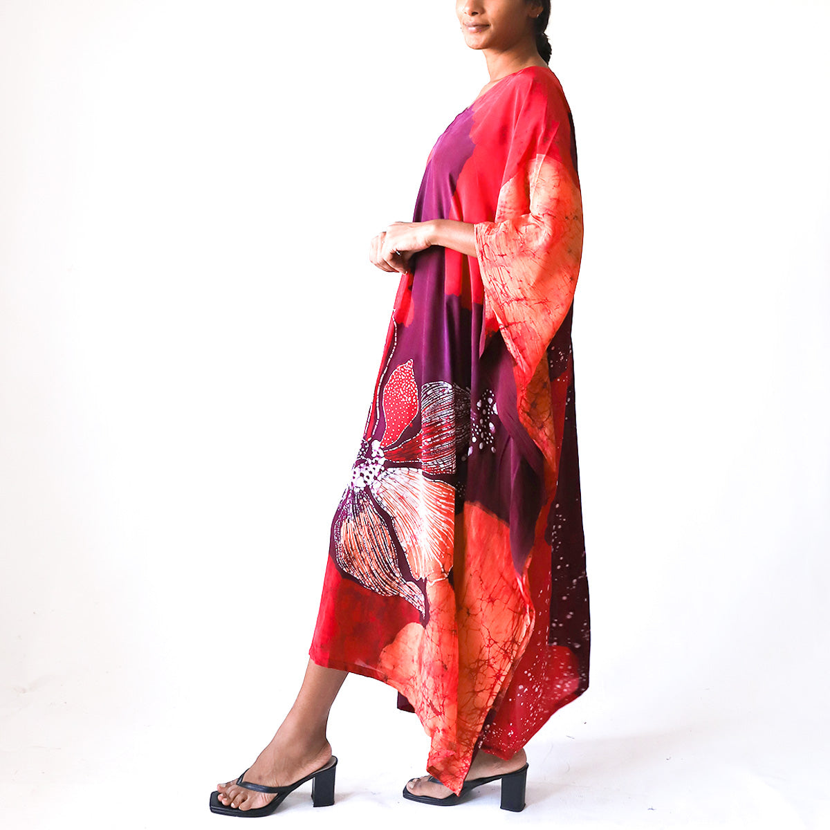 Crimson Orchid Batik Kaftan