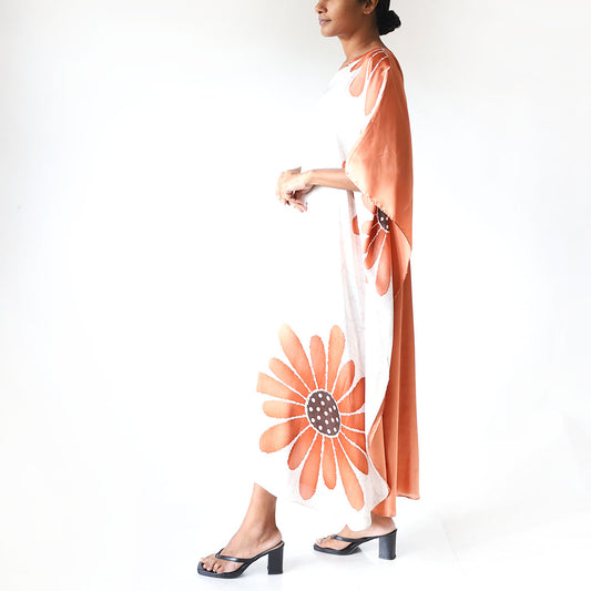 Tangerine Bloom Batik Kaftan