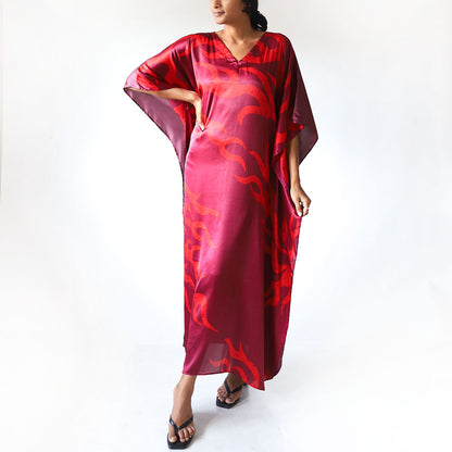 Crimson Aura Batik Kaftan