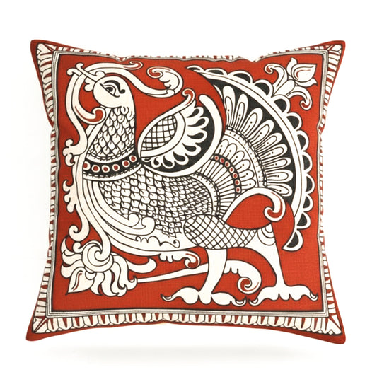 Vermillion Swan Cushion Cover