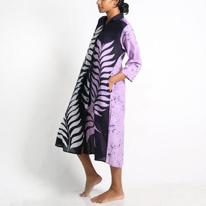 Lilac leafs Batik Dress
