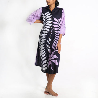 Lilac leafs Batik Dress