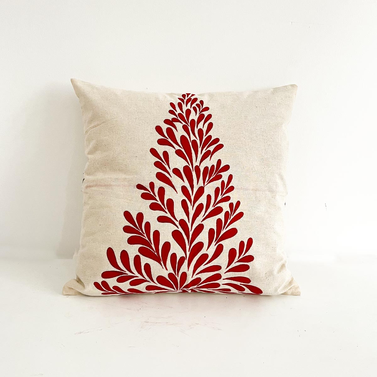 Red Christmas Tree Cushion Cover