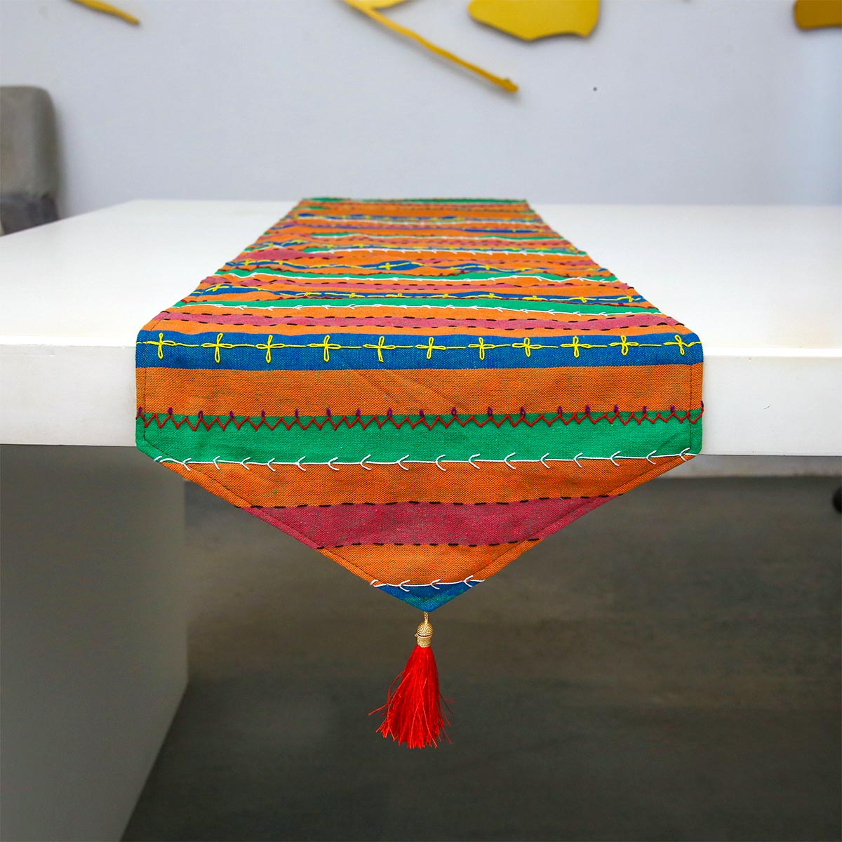 Colourful Hand Embroidery Table Runner
