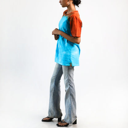 Aqua Aurora Burst Oversized Tie-Dye T-shirt