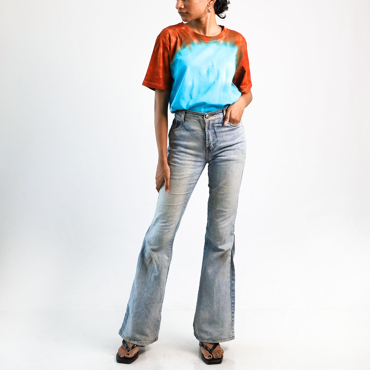 Aqua Aurora Burst Oversized Tie-Dye T-shirt