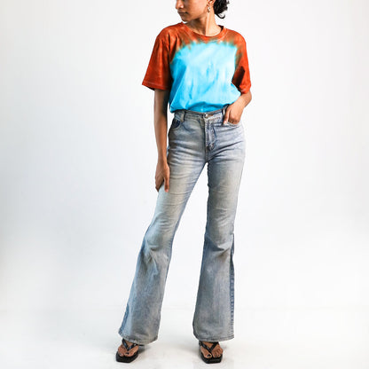 Aqua Aurora Burst Oversized Tie-Dye T-shirt