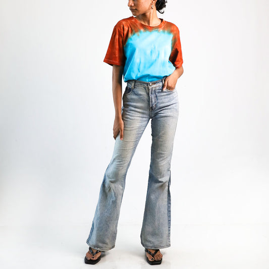 Aqua Aurora Burst Oversized Tie-Dye T-shirt