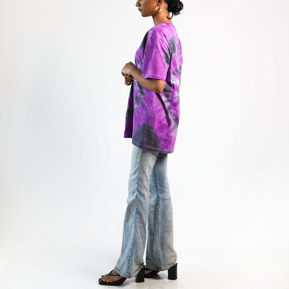 Neon Nebula Spiral Oversized Tie-Dye T-shirt