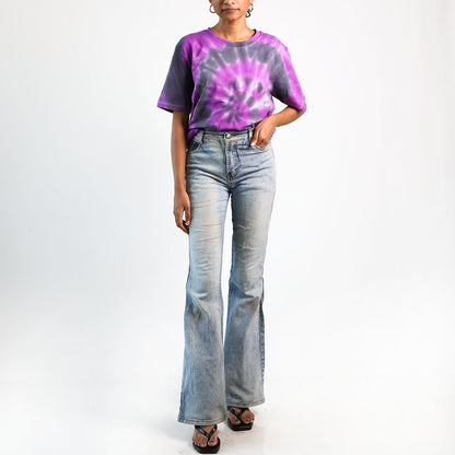 Neon Nebula Spiral Oversized Tie-Dye T-shirt