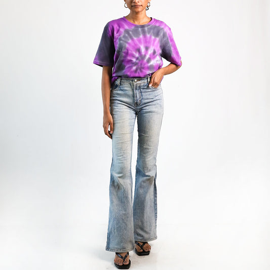 Neon Nebula Spiral Oversized Tie-Dye T-shirt