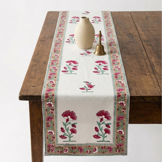 Fauna Block Printed Table Runner