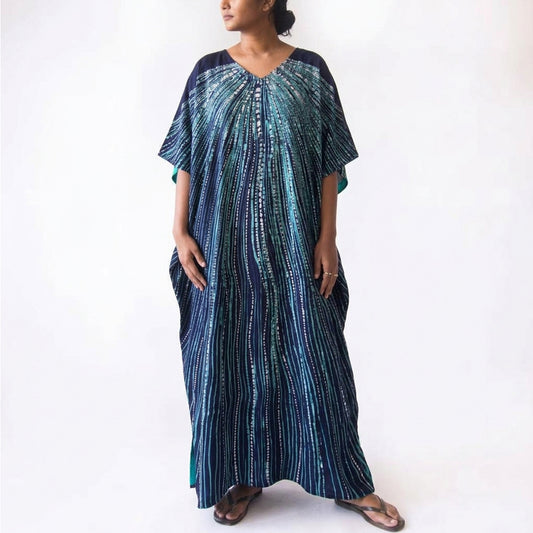 Azure Waves Batik Kaftan
