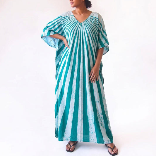 Turquoise Tide Batik Kaftan