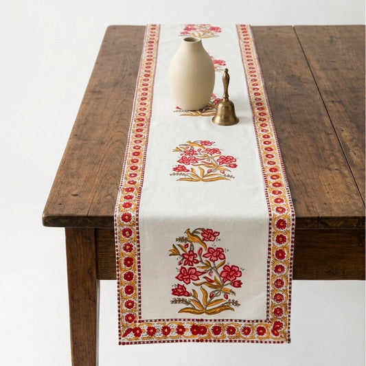 Mustard Garden Block Printed Table Runner