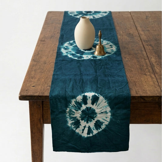 Blue Hues Tie-Dye Table Runner