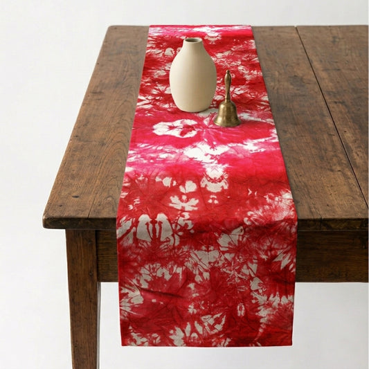 Red Poppy Tie-Dye Table Runner