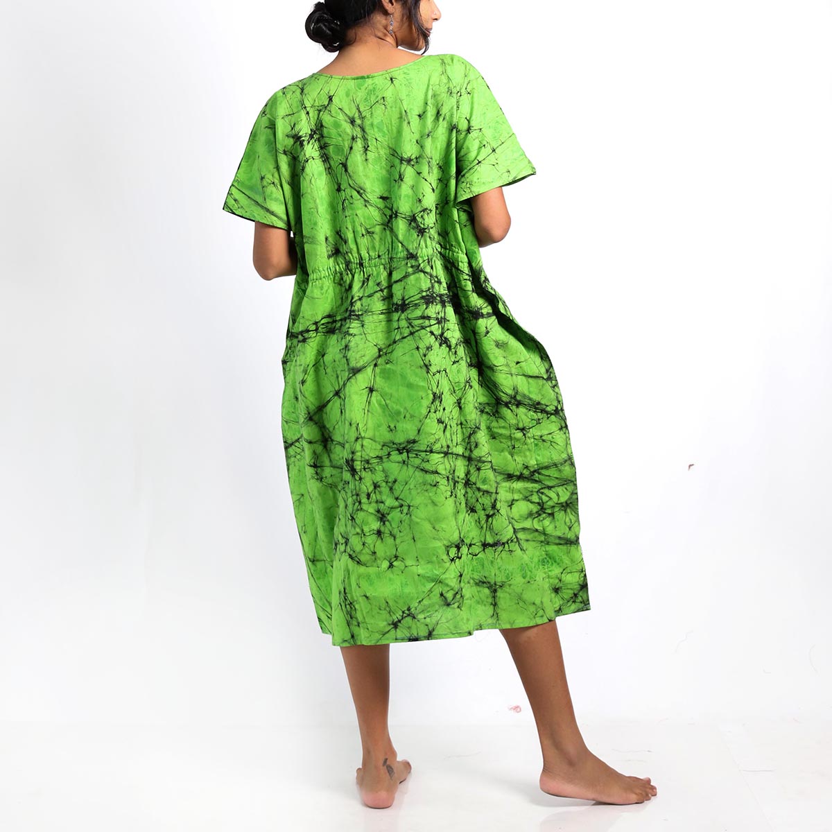 Lime Hibiscus Batik Kaftan