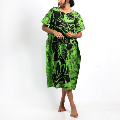 Lime Hibiscus Batik Kaftan