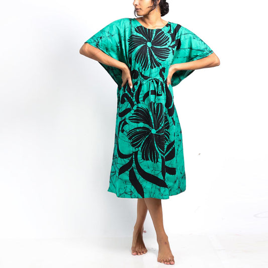 Turq Floral Batik Kaftan
