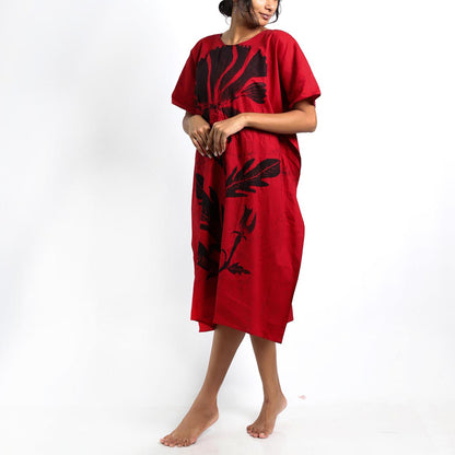 Red Poppy Batik Kaftan