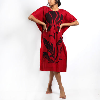 Red Poppy Batik Kaftan