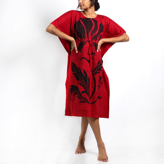 Red Poppy Batik Kaftan