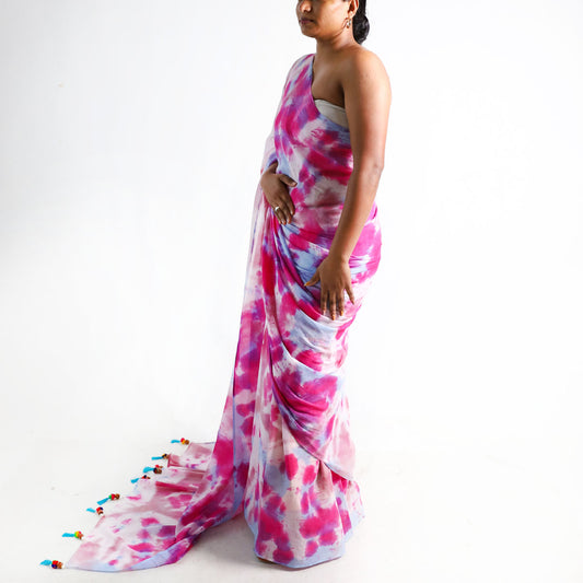 Sunset Bliss Tie-Dye Saree