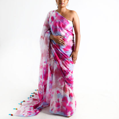 Sunset Bliss Tie-Dye Saree