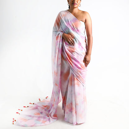 Pastel Dream Tie-Dye Saree