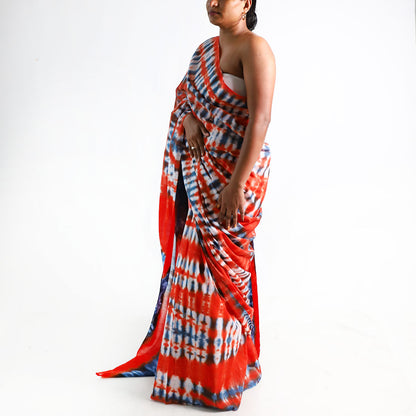 Tropical Wave Tie-Dye Saree