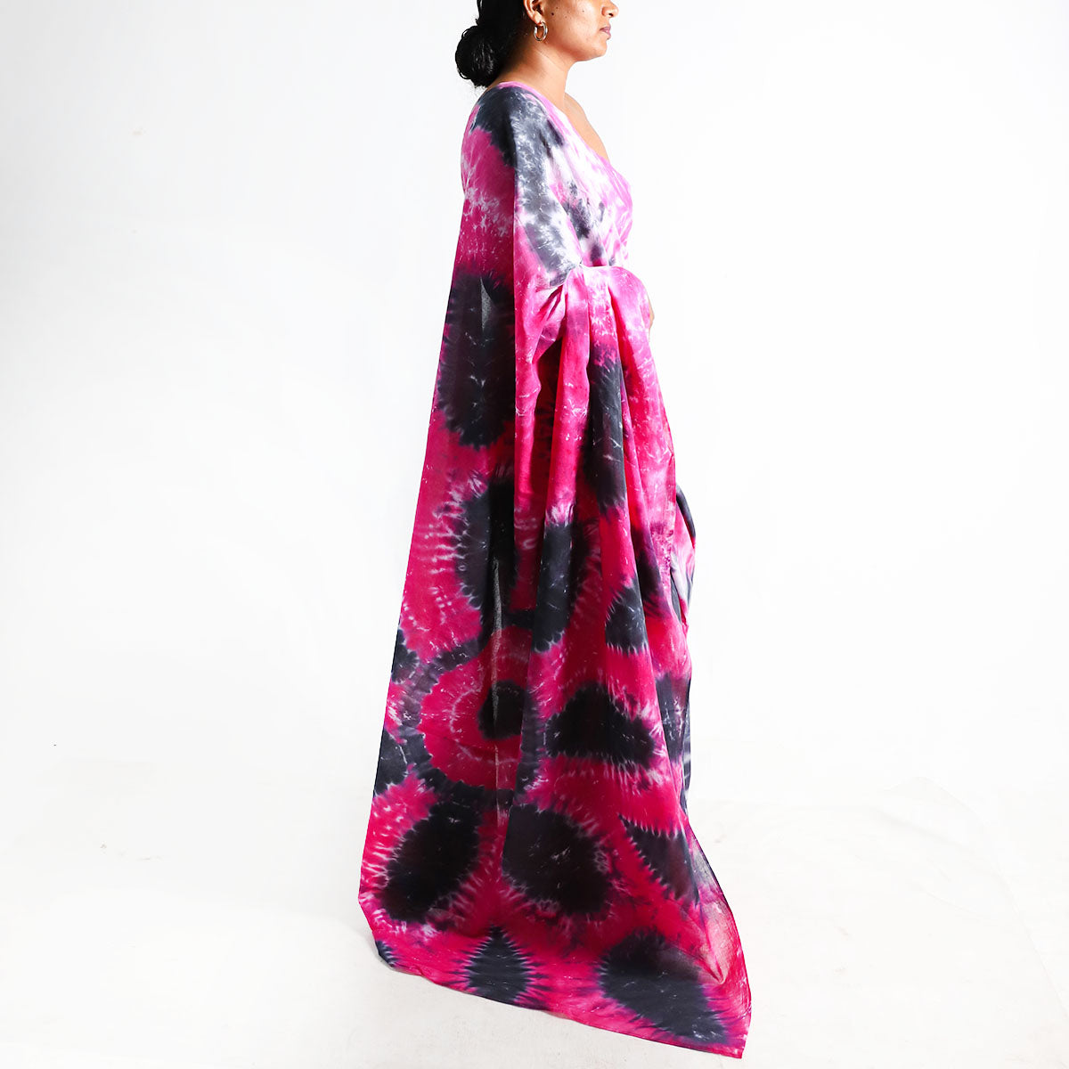 Midnight Bloom Tie-Dye Saree