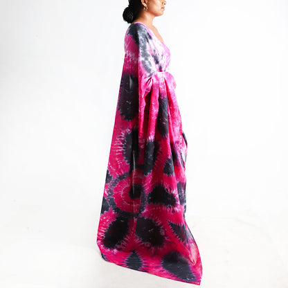 Midnight Bloom Tie-Dye Saree