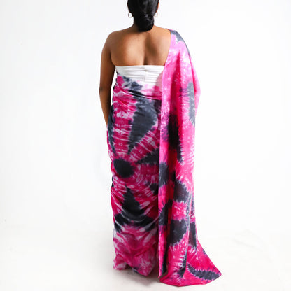Midnight Bloom Tie-Dye Saree