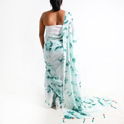 Mint Mist Tie-Dye Saree