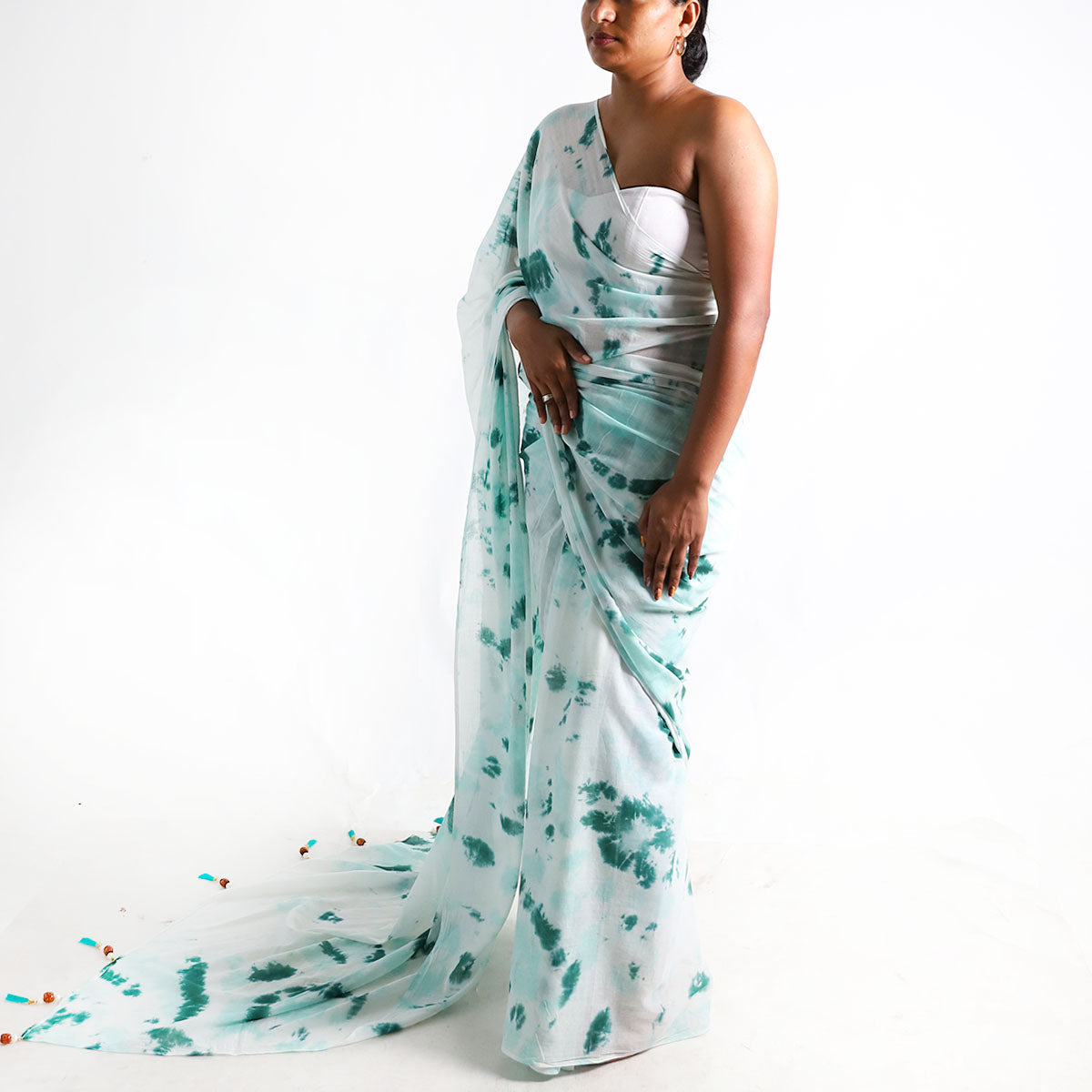 Mint Mist Tie-Dye Saree