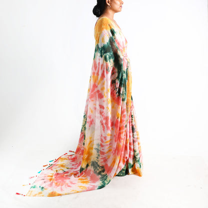 Earthy Elegance Tie-Dye Saree