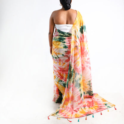 Earthy Elegance Tie-Dye Saree