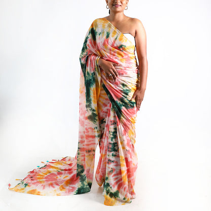 Earthy Elegance Tie-Dye Saree