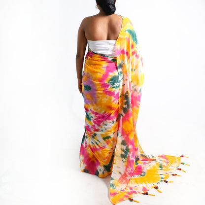 Vibrant Splash Tie-Dye Saree