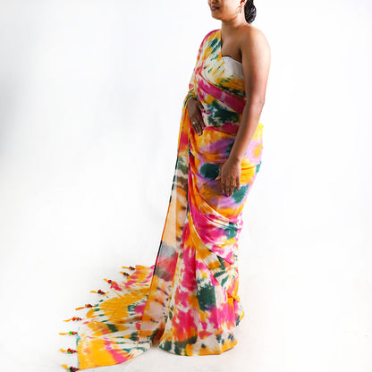 Vibrant Splash Tie-Dye Saree