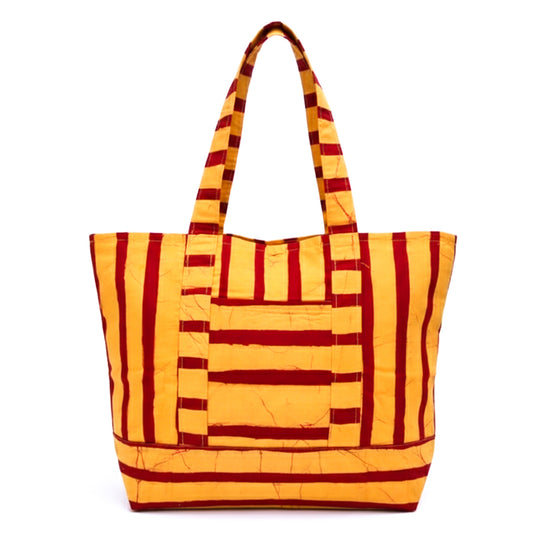 Red Stripes Batik Tote
