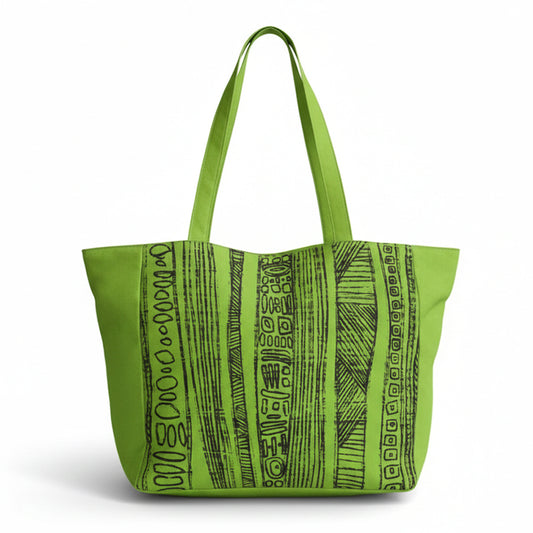 Zig-zag Bamboo Green Tote Bag