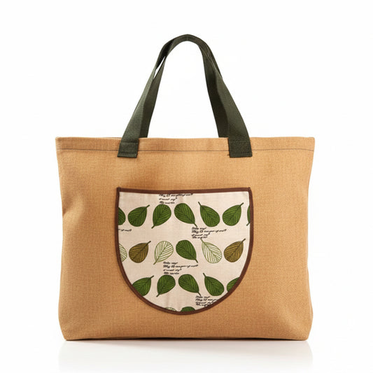 Leafy Burlap Tote