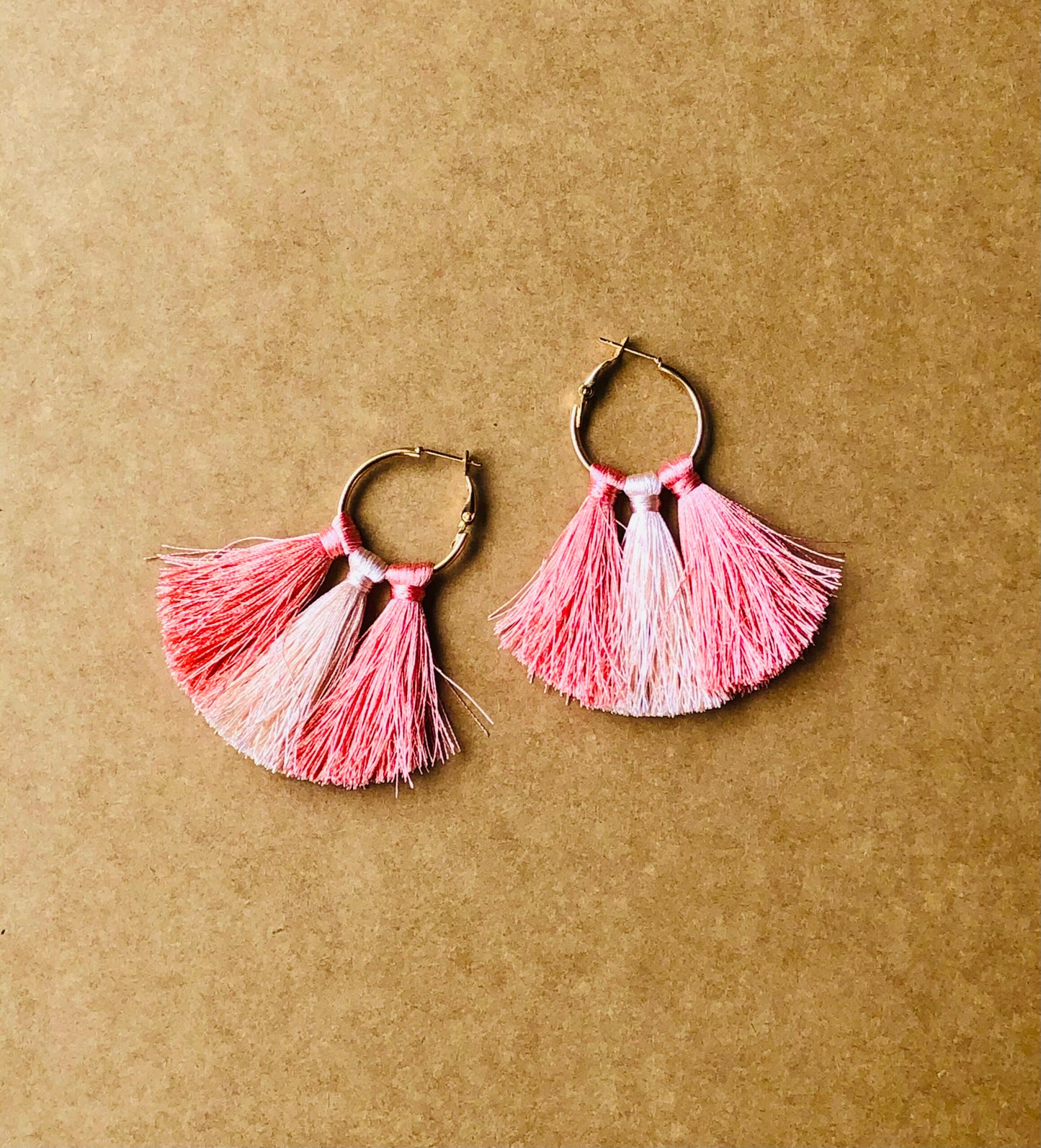 Shades Of Rose Gold Tassel Earrings