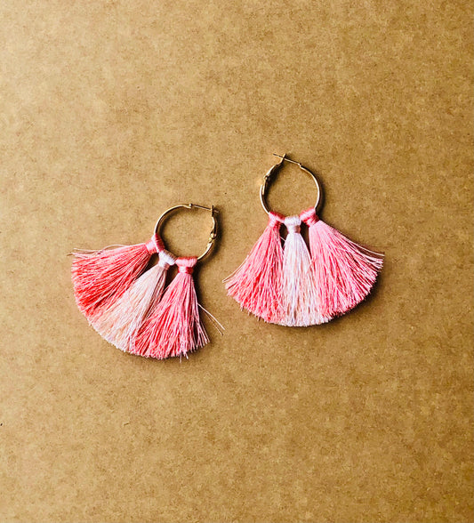 Shades Of Rose Gold Tassel Earrings