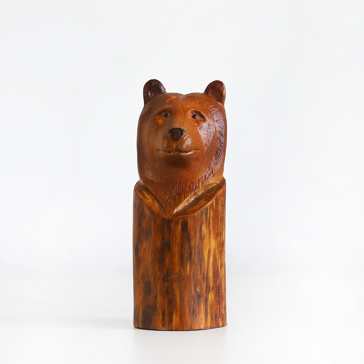 Hand-Carved Wooden Bear Statue