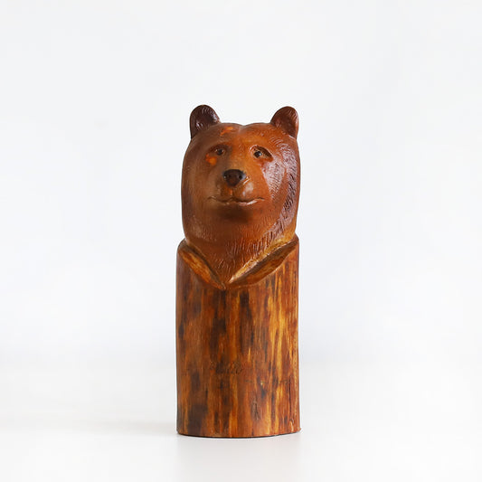 Hand-Carved Wooden Bear Statue