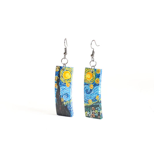 Starry Night Wooden Earrings
